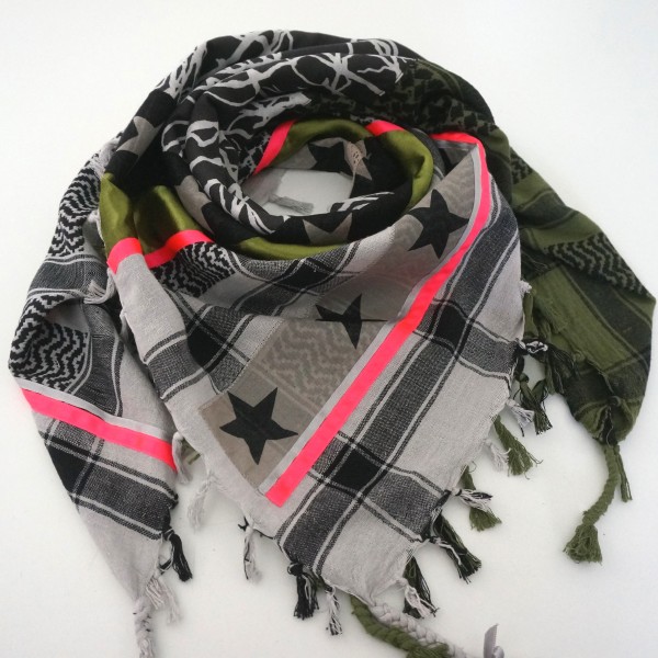 Halstuch Unikat "Pimp my Pali" Nato, Grau, Neon- Pink, Unikat