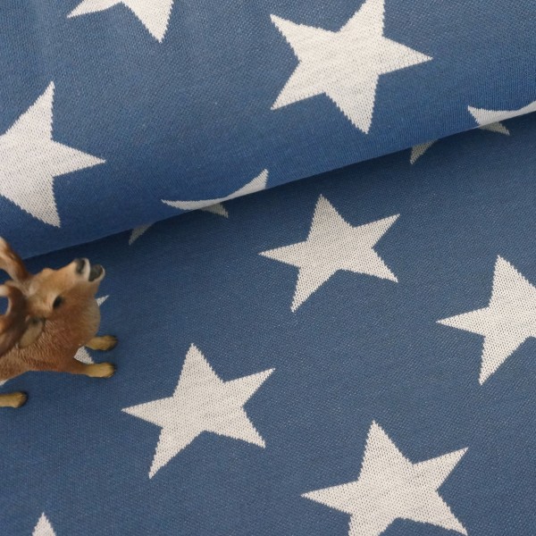 Jaquard, Sterne, Blau/Weiß, Meterware