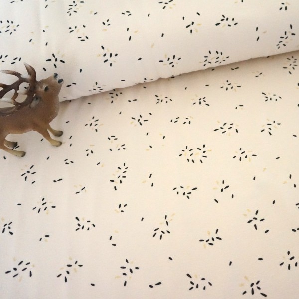 Jersey 'Glitter Stripes', Vanille, Schwarz, Gold, Meterware