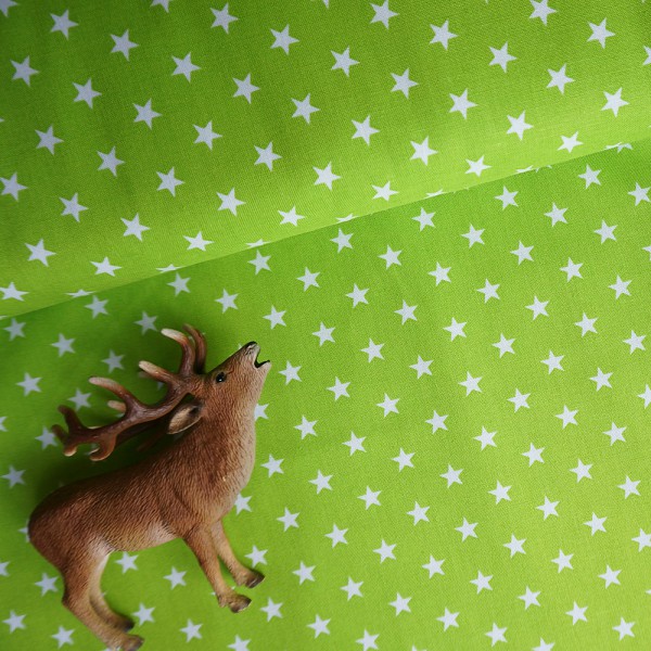 Baumwollstoff, Carrie, Sterne 7 mm, Lime/Weiß