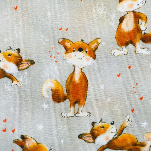 Jersey, Lathi, lebhafte Füchse, Hellgrau, Meterware