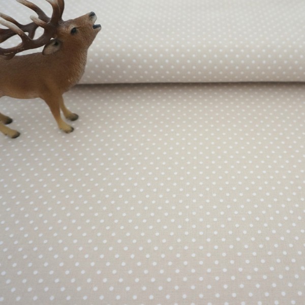 Baumwollstoff, kleine Punkte, 2mm, Judith, Hellbeige
