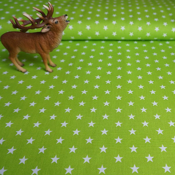 Baumwollstoff, Carrie, Sterne 7 mm, Lime/Weiß