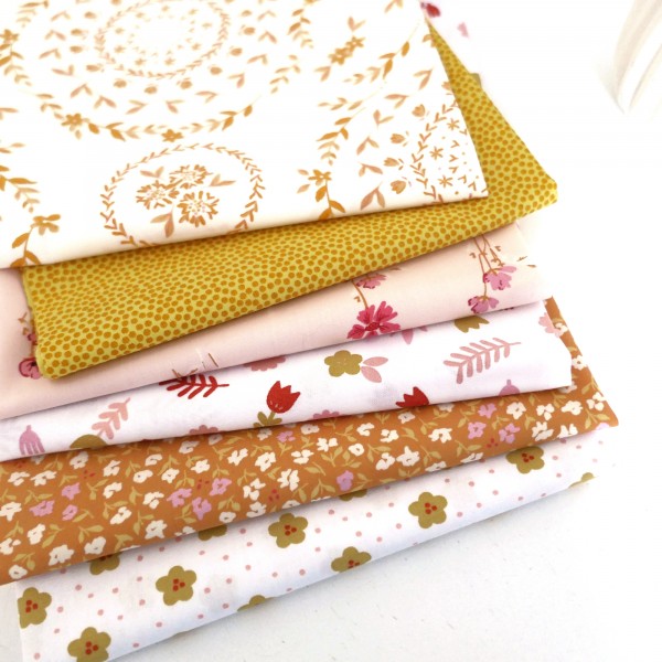 Stoffpaket Baumwolle, Fat Quarter, Gelb, Orange, Mixed, Patchwork