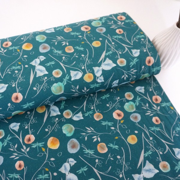 Jersey, Joy, Aquarell, Blüten, Libellen swafing, Meterware