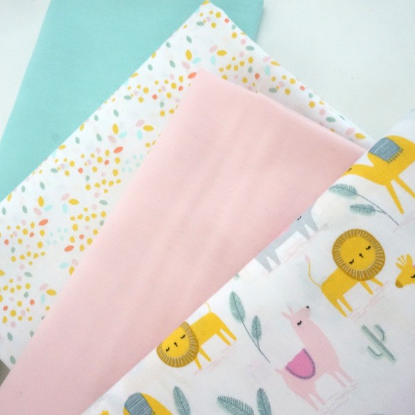 Stoffpaket Baumwolle, Desert Family, Kombi, Uni Mint, Rosa, Patchwork