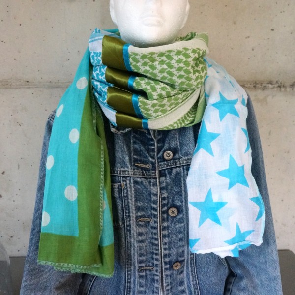 Halstuch Unikat "Pimp my Pali" Grün, Weiß, Türkis