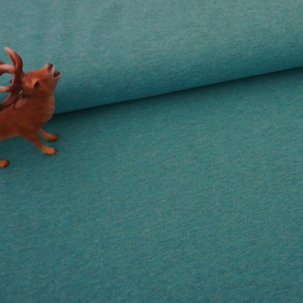 Jersey, Vanessa, Dunkelmint, Petrol, meliert, Uni, Meterware