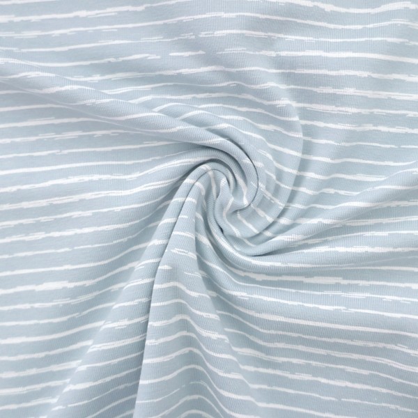 Jersey, Linien, Zartblau, Meterware