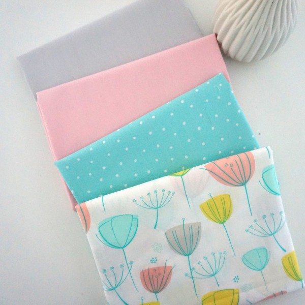 Restepaket Baumwolle, Retroblumen, Unis, Punkte, Pastell