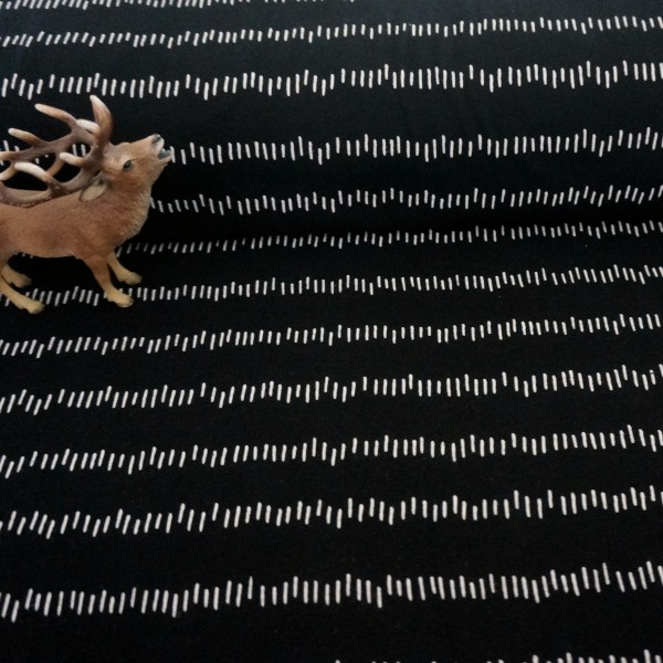 Jersey, unregelmäßige Striche, Schwarz, Meterware