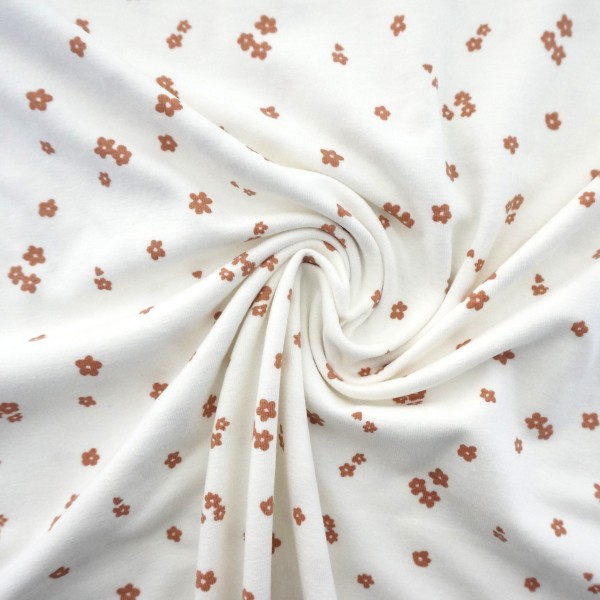 Jersey Blumen, Streublumen, Ocker, Meterware