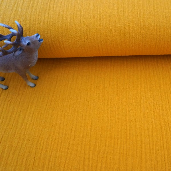 Musselin, Double Gauze, Uni, Senf, Meterware