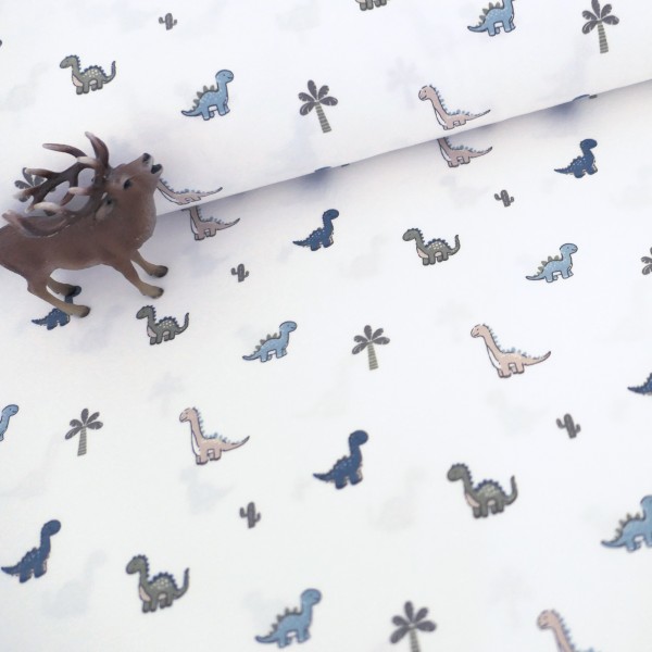Jersey kleine Dinosaurier, Off-White, Bunt, Meterware