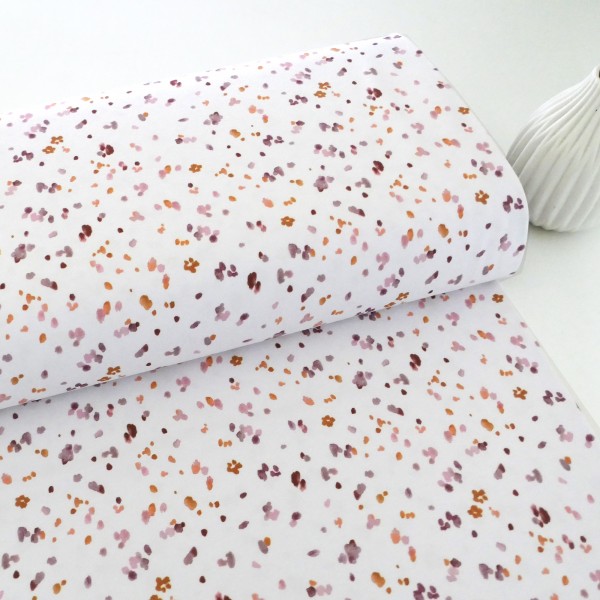 Jersey Kleckse, Water Colour, Altrosa, Senf, Meterware