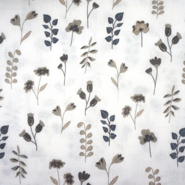 Musselin, Double Gauze, Wiesenkräuter, Taupe, Meterware