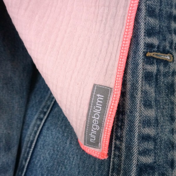 Halstuch Musselin XXL Softrosé mit Kontrastnaht