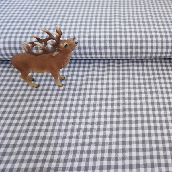 Vichykaro 5 mm, Baumwollstoff, Grau