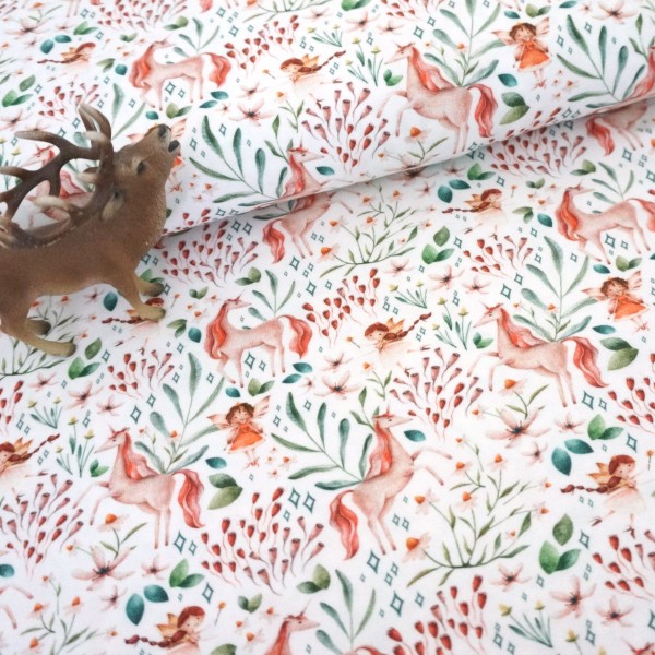 Jersey, Egge, Blumenelfen, Einhörner, Off-White, swafing, Meterware