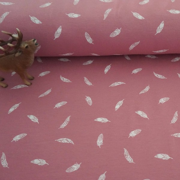 Jersey, Federn, Altrosa, Meterware