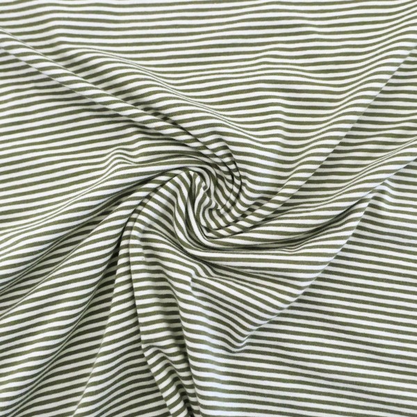 Ringeljersey 3mm, Tannengrün/Weiß, Meterware
