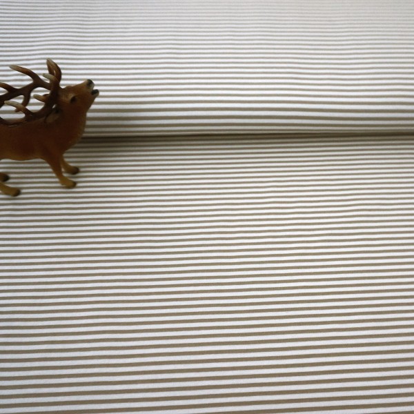 Ringeljersey Taupe/Weiß, Meterware