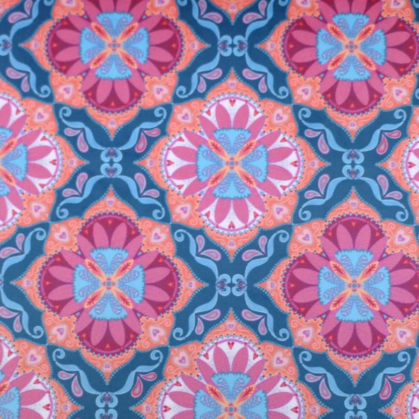 Samt, Boho Velvet, Ornamente, Petrol, Rot, Orange, swafing, Meterware