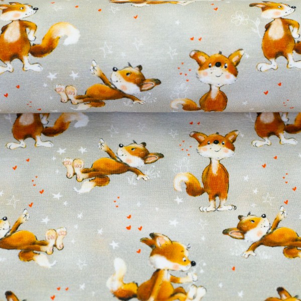 Jersey, Lathi, lebhafte Füchse, Hellgrau, Meterware