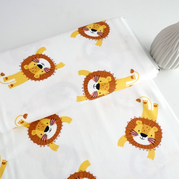 Jersey Löwen, Off-White, Senf, Braun, Meterware