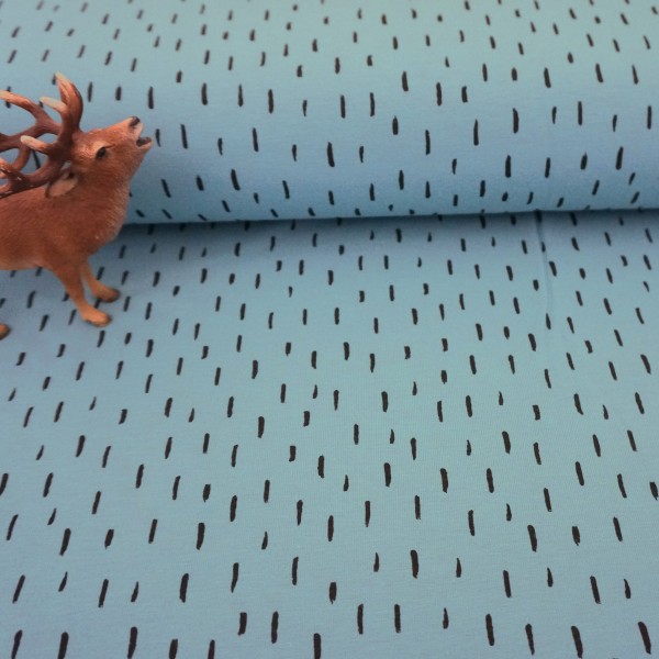 Jersey Striche, Türkisblau, Meterware