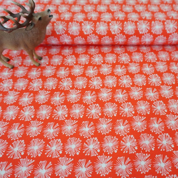 Baumwollstoff, Patchwork, Hand Picked, Burst, Rot, Weiß