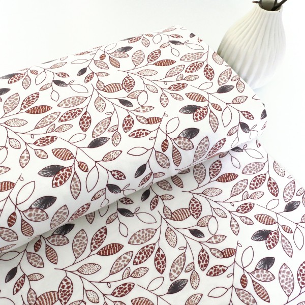 Jersey, organic, Ranken und Blätter, Weiß/Nude, Meterware