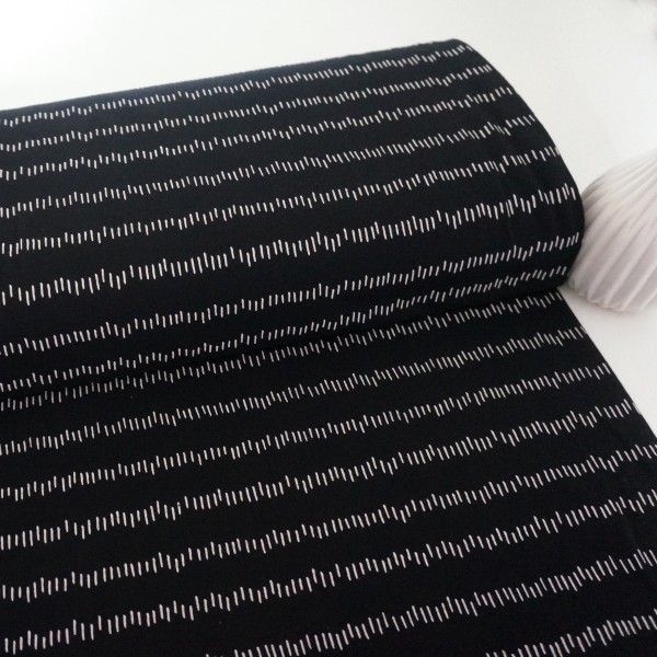 Jersey, unregelmäßige Striche, Schwarz, Meterware