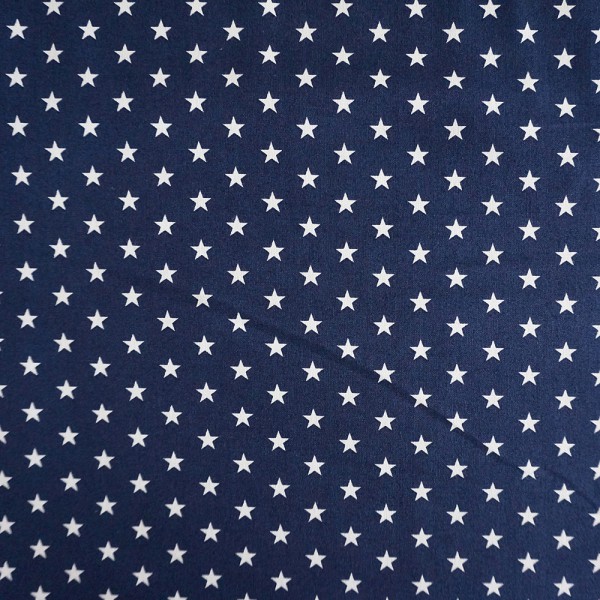 Baumwollstoff, Carrie, Sterne 7 mm, Dunkelblau/Weiß