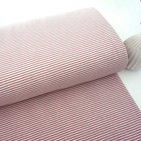 Ringeljersey Altrosa/Weiß, Meterware