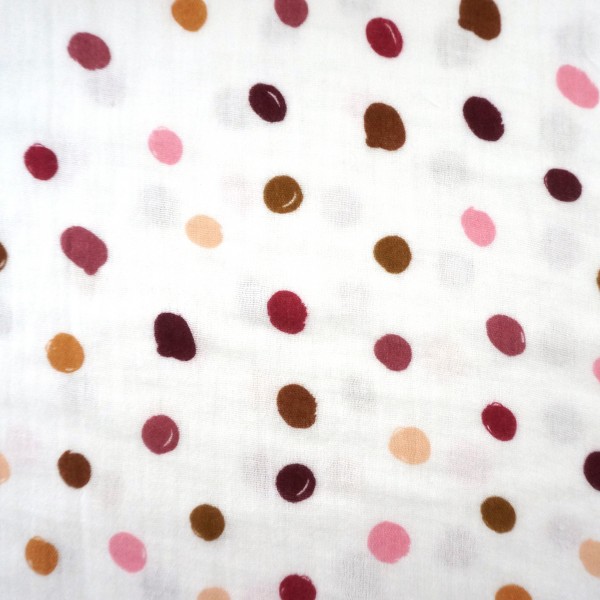 Musselin, Double Gauze, Kleckse, Rosa, Mauve, Meterware