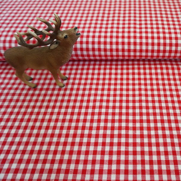 Vichykaro 5 mm, Baumwollstoff, Rot