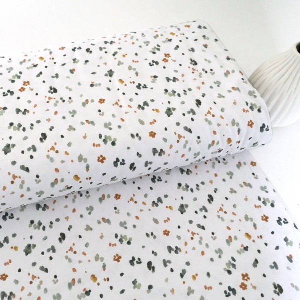 Jersey, Kleckse, Salbei, Smaragd, Meterware