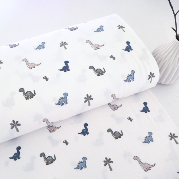 Jersey kleine Dinosaurier, Off-White, Bunt, Meterware