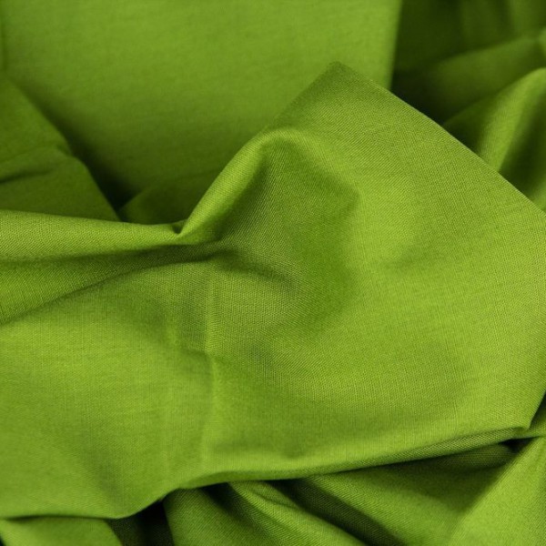 Baumwollstoff Uni Kiwi Sattgrün "Heide", Meterware