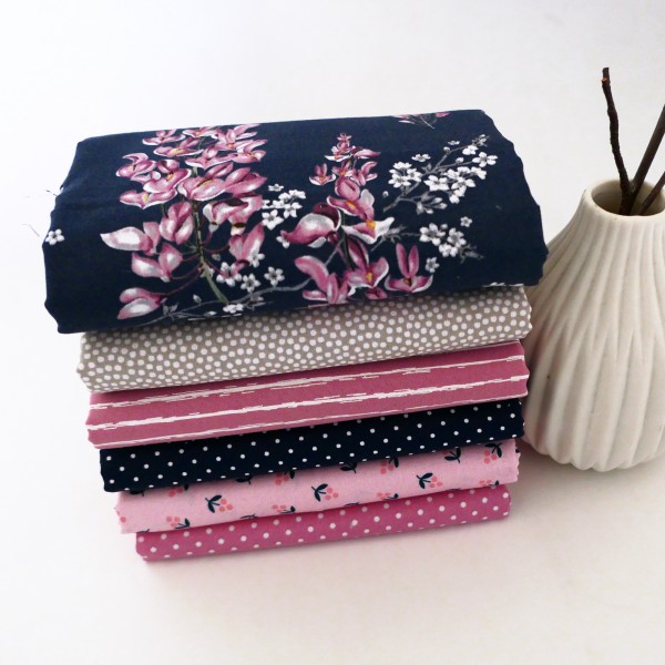 6 x 50 x 142 cm 'Wisteria' Blüten, Punkte, Kleckse, Linien, Patchwork, Paket