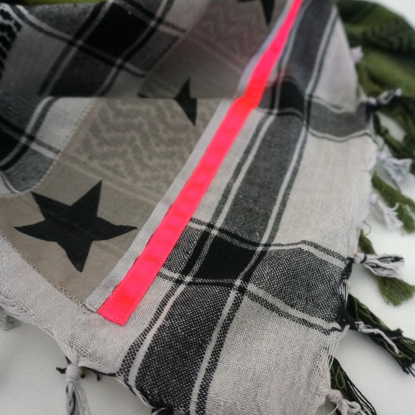 Halstuch Unikat "Pimp my Pali" Nato, Grau, Neon- Pink, Unikat