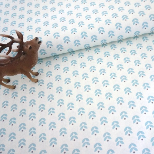 Baumwollstoff, Popeline, Kansas, kl.Blätter, Hellblau, swafing, Meterware