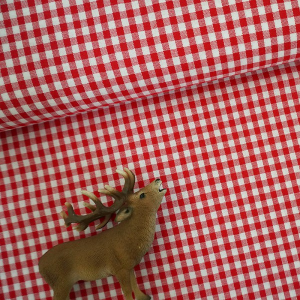 Vichykaro 5 mm, Baumwollstoff, Rot