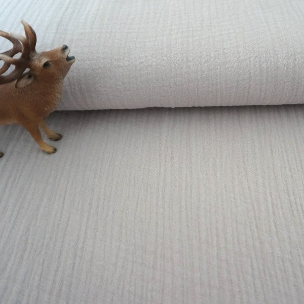 Musselin, Double Gauze, Uni, Hellgrau, Meterware