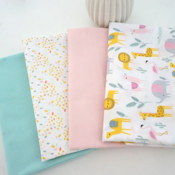 Stoffpaket Baumwolle, Desert Family, Kombi, Uni Mint, Rosa, Patchwork