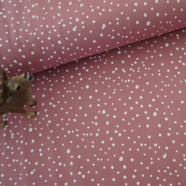 Jersey, Kleckse, Punkte, Altrosa, Meterware