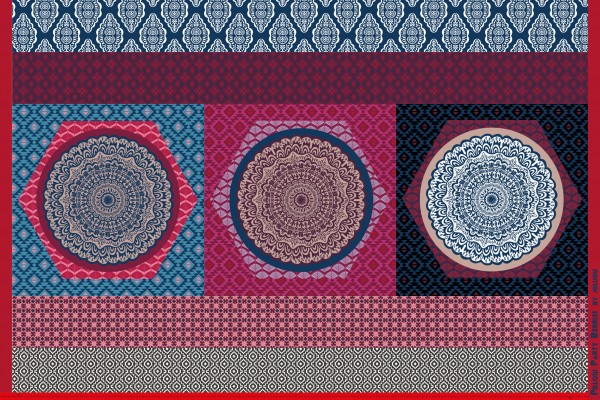 Baumwollstoff 'Pillow Party' Panel, Aubergine, swafing