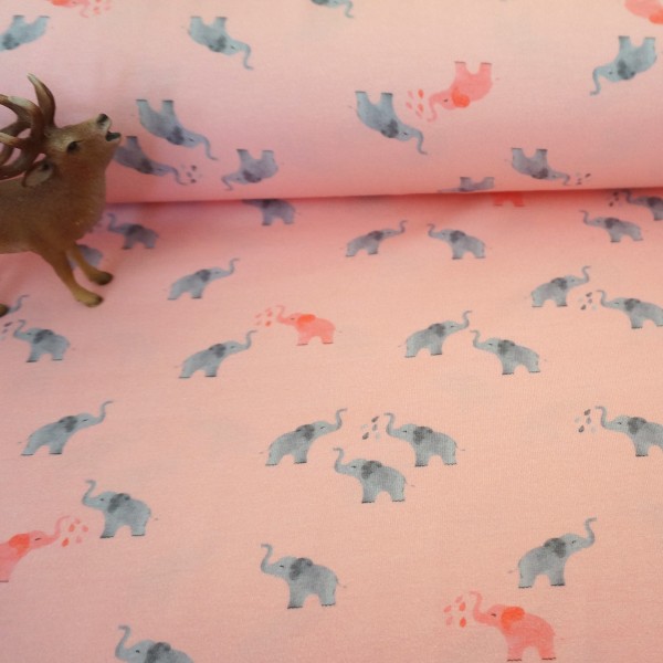 Jersey, Elefanten digital, Rosa, Meterware