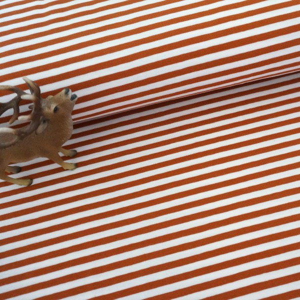 Ringeljersey 5 mm, Brick/Weiß, Meterware